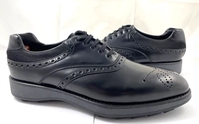 PRADA Men's Size 11.5 US Full Brogue Leather Golf Shoes Shoes Black 2EE260 $1090 - Image 1 of 4