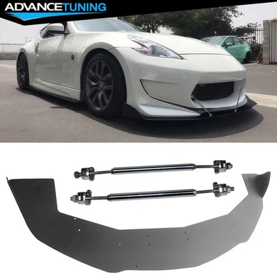 For 13-20 Nissan 370Z Amuse Style Front Bumper Lip Spoiler + Gunmetal Strut Rods - Image 1 of 4