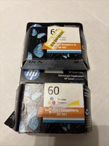 HP 60 Tri-Color Genuine Ink Cartridge Standard Yield 2 Packs OEM 01/2025 - Picture 1 of 6