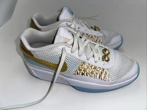 Nike Ja 1 Chinese New Year Basketball Sneakers Blue White Gold 5.5 Youth Kids - Picture 1 of 8