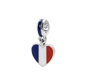 V100 S925 STERLINGSILBER FRANKREICH FRANZÖSISCHE FLAGGE ANHÄNGER CHARM - Bild 1 von 3