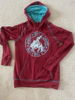 COWGIRL TUFF FRONT BUCKIN HORSE EMBROIDERY SWEAT SHIRT HOODIE SIZE MEDIUM - Image 1 of 4