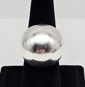 VTG TAXCO Sterling Silver Modernist Geometric Circle Adjustable Ring Sz 9 - 8.6g - Imagen 1 de 6