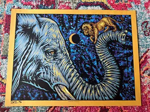 TODD SLATER NIGHT FALLS ON SUMERIA ELEPHANT LION WIND CHIME GOLD /6 POSTER - Picture 1 of 4