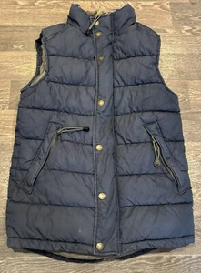 Fat Face Puffer Gilet Mens Size Medium Navy Zipped Pockets Sleeveless Vest Warm - Picture 1 of 4