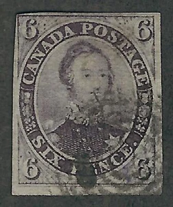 Kanada # 2 used - 1851 6d Slate Violet - Prince Albert CV 1.500 $ - Bild 1 von 1