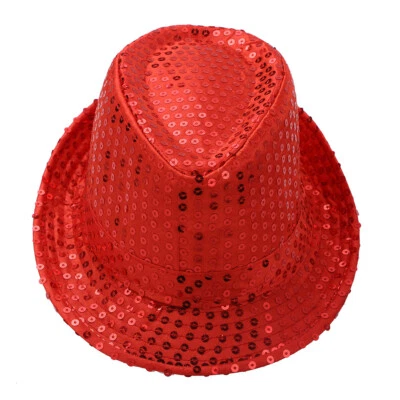Kids Boys Girls Sequins Fedora Hat Hip Hop Latin Jazz Street Dance Costumes Cap - Image 1 of 4