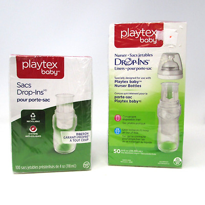 Playtex Baby Drop-Ins 2 Boxes Nurser Bottle Liners 4oz + 8-10oz Sizes  NEW • 67.40€