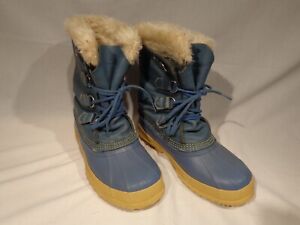 Vintage Sorel Blue Manitou Insulated Pac Boots Women's 7, Made in Canada