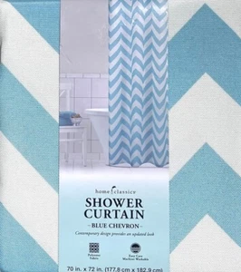 Home Classics Blue Chevron Heavy Duty Polyester Fabric Shower Curtain 70" x 72" - Picture 1 of 4