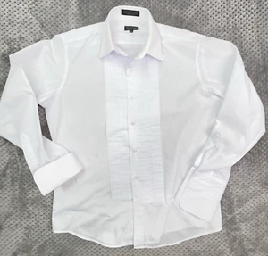 Milani Single Needle Tuxedo Shirt Mens 16 34/35 White French Cuff Formal - Picture 1 of 12