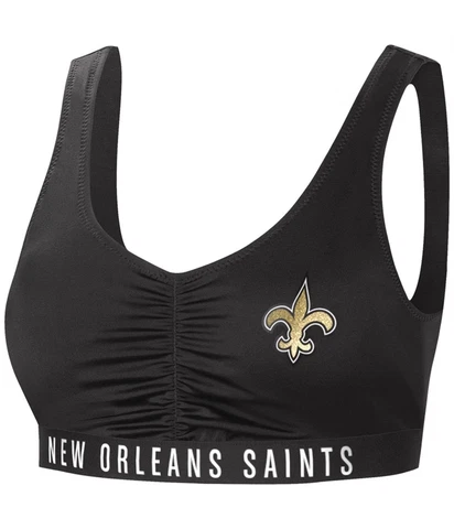 NFL Womens New Orleans Saints Bikini Swim Top, Black, Small Cover