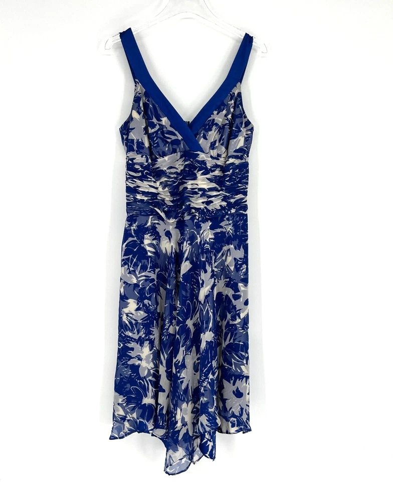 Vestido Donna Ricco Mujer 10 Azul Floral Asimétrico Seda Tropical Vacaciones Foto 1 de 4