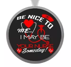 NICE NURSE WORD 1" charm handmade pendant Sterling 925 Silver 22" necklace Gift - Picture 1 of 10