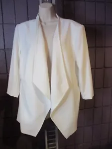 Kasper 1X White 3/4 Sleeve Drape Front Open Blazer - Picture 1 of 5