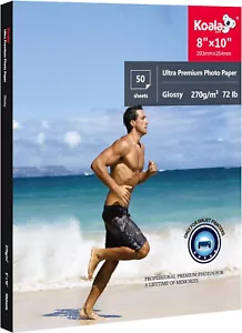 Koala Ultra Premium 72 Pfund Hochglanz Fotopapier 8x10 50 Blatt Tintenstrahldrucker Canon - Bild 1 von 12