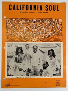 California Soul Sheet Music 1969 The 5th Dimension Nicholas Ashford V. Simpson - Picture 1 of 2