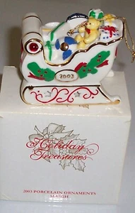 Nuevo en caja adorno trineo de porcelana vintage Avon Holiday Treasures 2003 - Imagen 1 de 1