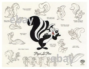 Looney Tunes MODEL SHEET PRINTS featuring PEPE LE PEW MARVIN TAZ MICHIGAN J - Picture 1 of 4