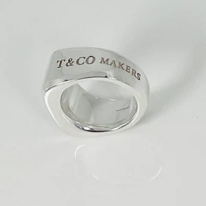 Size 4.5 Tiffany & Co 1837 Makers ID Signet Ring in Sterling Silver - Picture 1 of 6