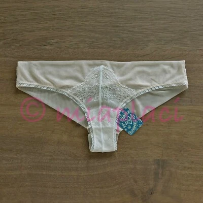 Nuevo con etiquetas Free People Serena Tanga de malla y encaje Panty Crema Combo Foto 1 de 4
