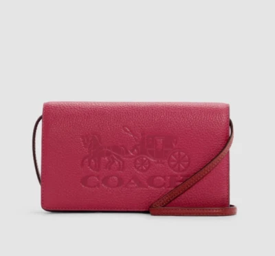 Coach Anna Horse & Carriage Foldover Crossbody Clutch (C5887) Gold/Bright Violet - Image 1 of 4