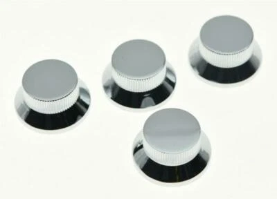 4x Chrome Metal LP Top Hat Bell Knobs Guitar Bass Knob fits Metric 5.8mm Pots - Image 1 of 4