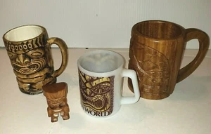 4 Tiki Lot 3 Tiki Mugs 1 Tiki 3" Totem - Picture 1 of 12