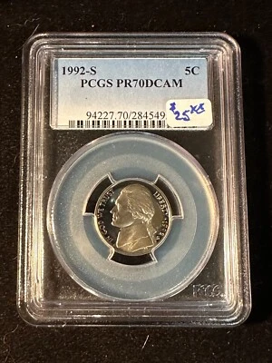 1992 S JEFFERSON NICKEL PCGS PR70DCAM - Image 1 of 4