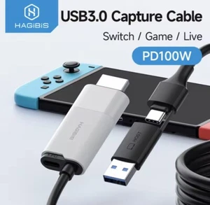 Hagibis USB 3.0 Video Capture Cable HDMI to USB C 1080p 60Hz with PD Port (2m) - Picture 1 of 6