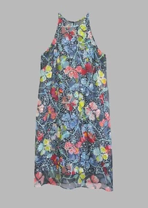 L.K. Bennett Carmel marineblau Blumendruck Seide Organza Kleid | UK 8 | EU 36 - Bild 1 von 10
