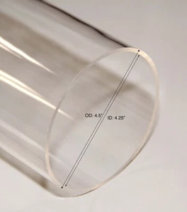 Clear acrylic Plastic Pipe tube for 4" Sc 40" PVC fittings 4.5" OD 114 mm 1 ft - Picture 1 of 6