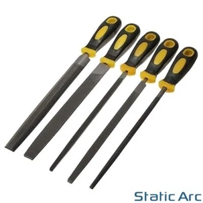 5pc ENGINEERS HAND FILE SET 8" LARGE METAL SANDING TOOL FLAT ROUND TRIANGLE RASP - Image 1 of 4
