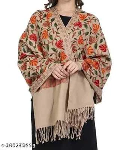 Kashmiri Embroidered, Poly Acralic Wool 28"X80" Traditional Ari Embroidery Shawl - Picture 1 of 1