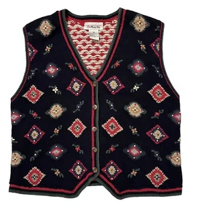 Gilet vintage Talbots con bottoni floreale/vacanze donna taglia media - Foto 1 di 10