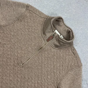 LL Bean Pullover Womens 1X Brown Quilted 1/4 Zip Mock Neck Outdoor Pocket 508092 - Picture 1 of 12