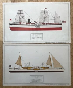 70er Jahre Drucke; US Dampfschiffe: P.S, Great Republic 1866, P.S. Oberst Lamm 1864 - Bild 1 von 3