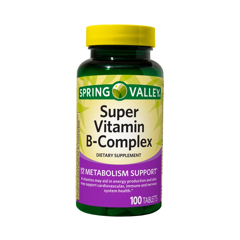 Spring Valley Super B-complex Dietary Supplement Tablets 100 Count