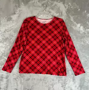 Croft & Barrow Camiseta Pullover Clásica Para Mujer Grande Manga Larga Cuadros Espartanos - Imagen 1 de 4