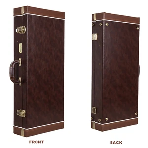 Crossrock Rectangular Wooden Case fits F-Style Mandolin-with Metal Feet-Brown - Picture 1 of 9