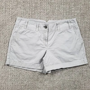 Ann Taylor Shorts Womens size 8 Gray Chino Khaki 4" Casual Preppy Boardwalk - Picture 1 of 9