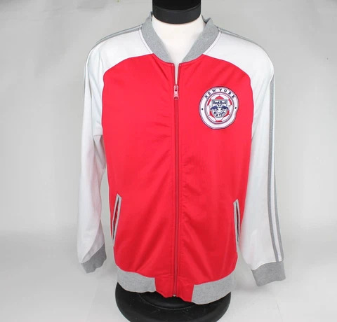 RARE Adidas Red Bulls New York Men's L MLS Soccer Full Zip Jacket Cover