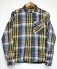Men's Patagonia Organic Cotton Blue / Yellow Iron Ridge Plaid Shirt 52240 Size M