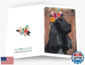 Breed Collection Black Cocker Spaniel Wearing a Flower Crown (Cocker Only Pac - Picture 1 of 2