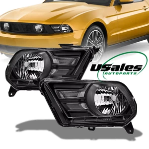 For 2010-2014 Ford Mustang Black Housing Lamp Headlight Chrome Corner Left+Right - Picture 1 of 16