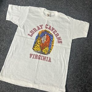 Vtg Fruit Of The Loom White Graphic Luray Caverns VA T-Shirt Youth Sz 10 70s 80s
