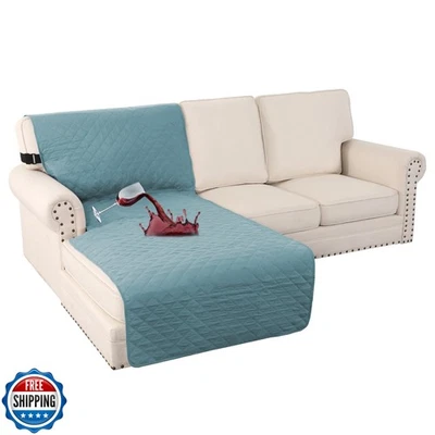 Fundas de sofá chaise salón turquesa 100 % impermeables en forma de L  Foto 1 de 4