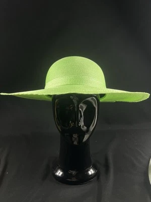 Vintage Wide Brim Green Sun Hat 100% Polypropylene Made in Taiwan - Image 1 of 4