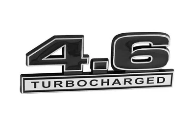 4.6 Liter Turbocharged Engine Emblem Badge Logo in Chrome & Black - 5" Long - Image 1 of 2