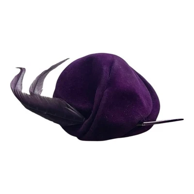 Raro Sombrero Turbante Pluma Fieltro Lana Púrpura De Colección The Emporium Mujer’s Vestido Sombrero Foto 1 de 4